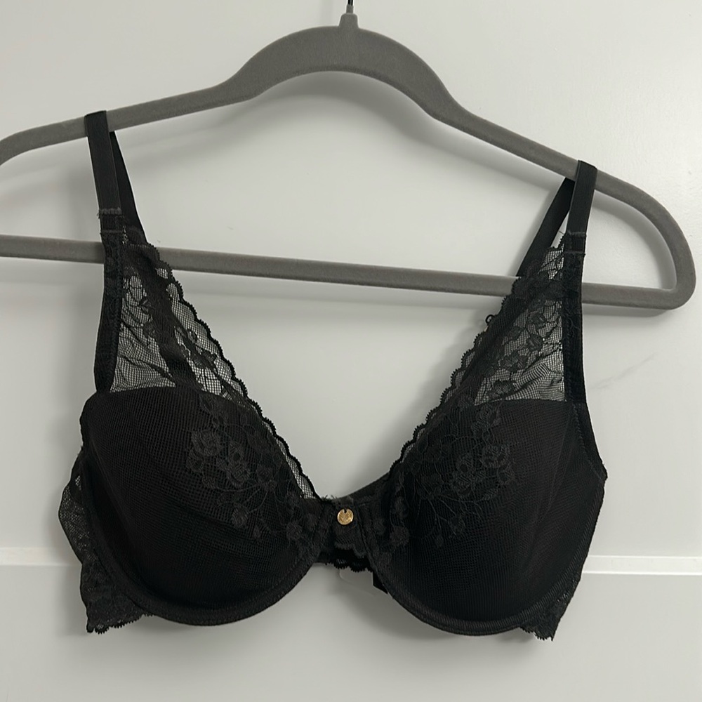 NWT Natori Cherry Blossom Bra 36C Dark Grey